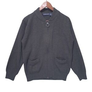 Vtg Northern Isles Full Zip Cardigan Sweater Mens M Green Pockets‎ Grandpacore